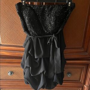 Black Strapless Sequin Dress